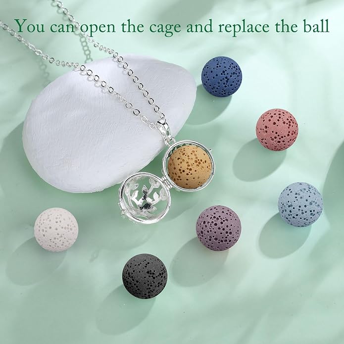 INFUSEU Aromatherapy Necklaces for Women Essential Oil Diffuser Jewelry with 7 Lava Stones, Fun Gifts for Relaxation and Stress Relief