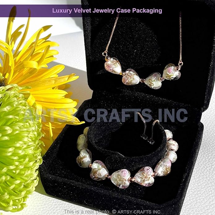 ARTSY Crafts Glow in the Dark Heart Shaped Glass Bead Bracelets & Necklaces, Handmade in USA