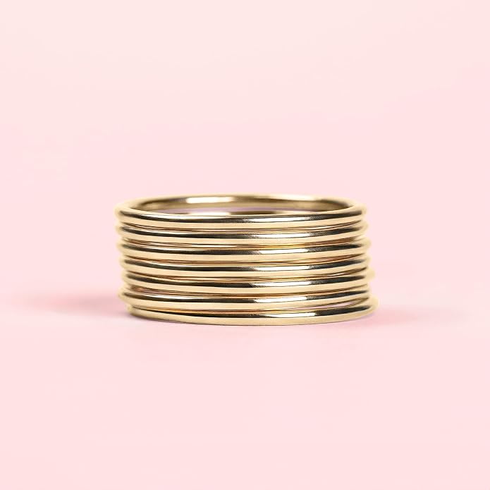 Melanie Golden Jewelry 1mm Thin Smooth Stacking Skinny Ring in Sterling Silver, Gold, or Rose Gold | Handmade Comfort Fit Dainty & Minimalist Bands for Women | Sizes 2-12
