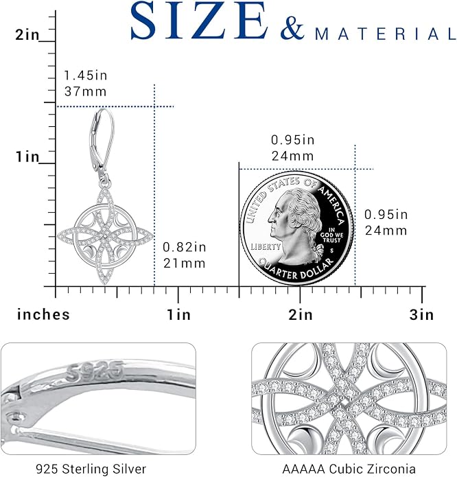 Eusense Sterling Silver Dangle Earrings for Women Tree of Life Animals Moonstone Turquoise Leverback Earrings Jewelry Gifts