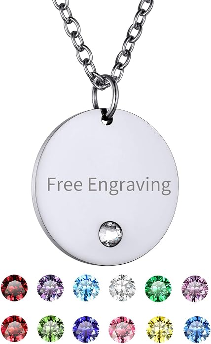 GOLDCHIC JEWELRY Personalized Birthstone Name Necklaces for Men Women, Engraved Family Names Necklace with Birthstone Vertical Bar Necklace, Pendant for Husband/Father/Grandma/Wife Birthday Gifts