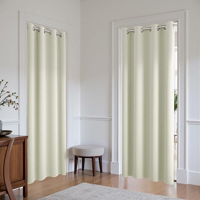 KOUFALL Privacy Room Divider Curtains for RV, Modern Boho Cream Closet Curtain for Open Closet Without Door, Wide 52 x 78 Inches Long, 2 Panels Set