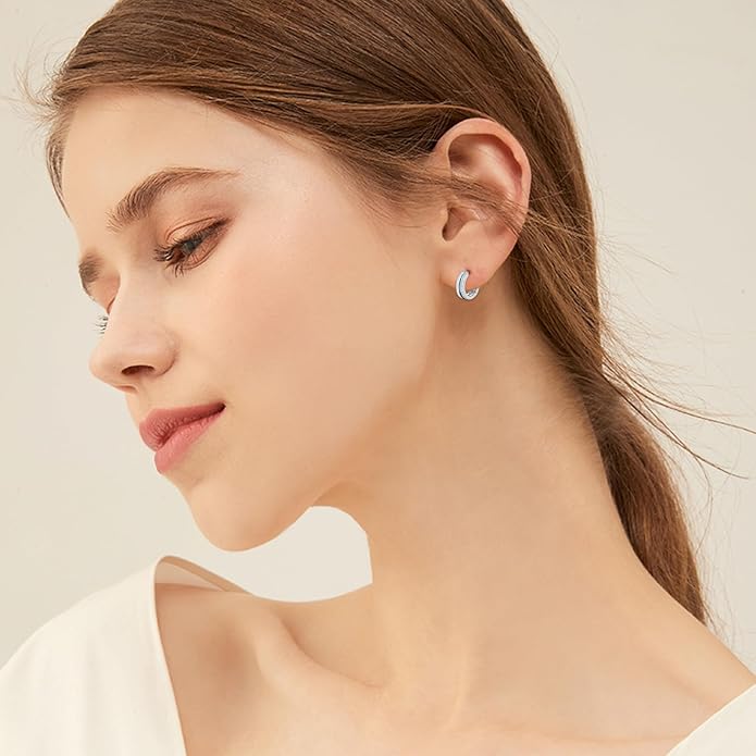 MEDWISE Mothers Day Gifts for Mom Multi Colored Opal Hoop Earrings for Women 925 Sterling Silver Huggie Hoop Earrings Jewelry Gift for Women Daughter Wife Mom Friends