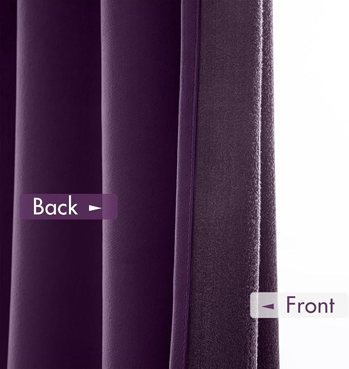MIULEE Purple Blackout Velvet Curtains Drapes 96 Inch Long 52"x96" Bedroom | Luxurious Bedroom Living Room Decor, Room Darkening, Thermal Insulated, Rod Pocket Design, Super Soft Fabric