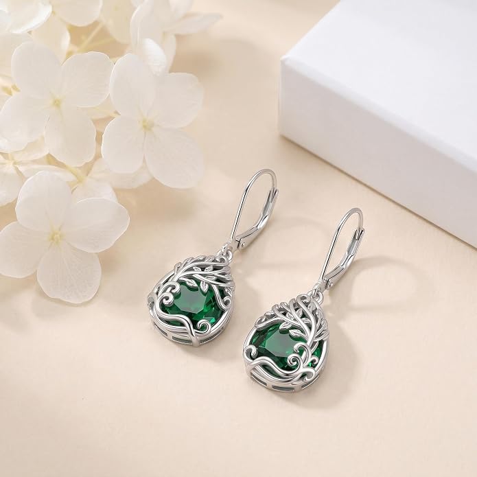 Teardrop Tree of Life/Filigree Earrings for Women Dangle Leverback Earrings Jewelry Gift Anniversary For Her