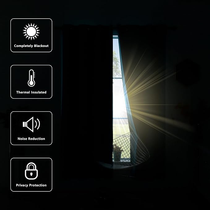 KOUFALL Beige Curtains Blackout 70-80% Black Out Curtains 84 Inch Long for Living Room Bedroom