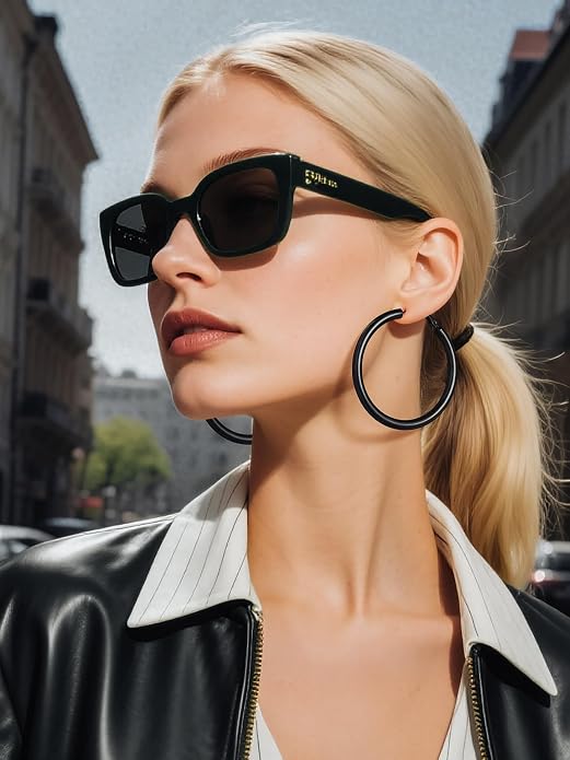 Bestyle 5mm Thick Gold Hoop Earrings Hypoallergenic Hoops for Sensitive Ears Trendy Lightweight Chunky Earrings for Women 30/40/60/80mm