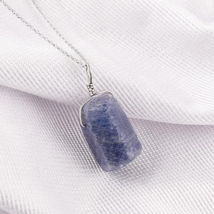 Raw Multi Gemstone Pendant Necklace for Women, Healing Crystal Chakra Stone Birthstone, 925 Sterling Silver Birthday Christmas Gifts for Her