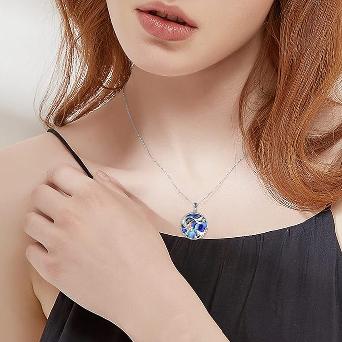POPLYKE Mermaid Necklace 925 Sterling Silver Classic Necklace Mermaid Pendant Birthday Gifts Jewelry for Women