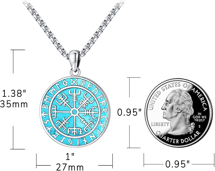 Turquoise Jewelry for Women Men 925 Sterling Silver Pendant Urn Necklaces for Ashes Picture Locket Necklace Thor Hammer Yggdrasil Virgen De Guadalupe St Michael Christopher Judas Witches Knot Necklace