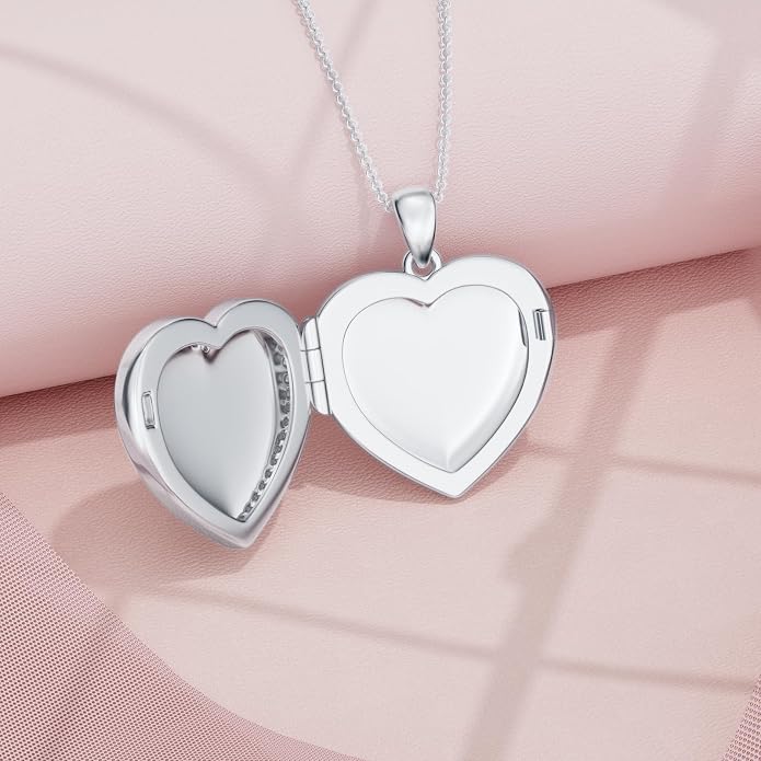 PELOVNY Locket Necklace That Holds Pictures 925 Sterling Silver Photo Locket Pendant Birthday Christmas Memorial Jewelry Gifts for Women Men