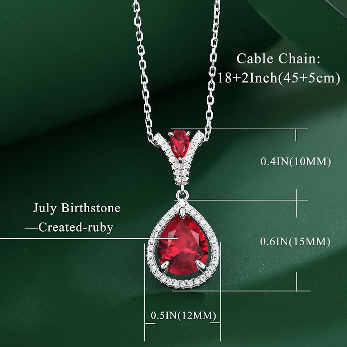 Birthstone Necklace 925 Sterling Silver Tear Drop 5A Cubic Zirconia Pendant Necklace Jewelry Birthday Gifts for Women