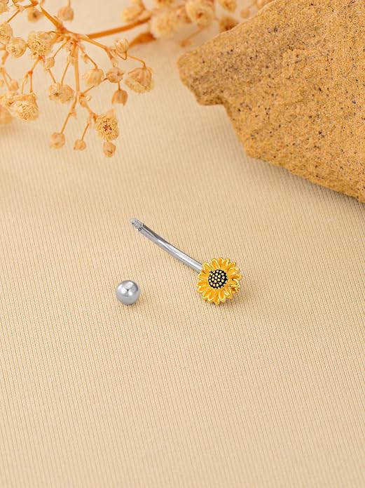 Sterling Silver 14G Belly Button Rings Cross/Cat/Butterfly/Cow/Skull/Birthstone Heart Navel Rings 16mm Body Piercing Jewelry for Women
