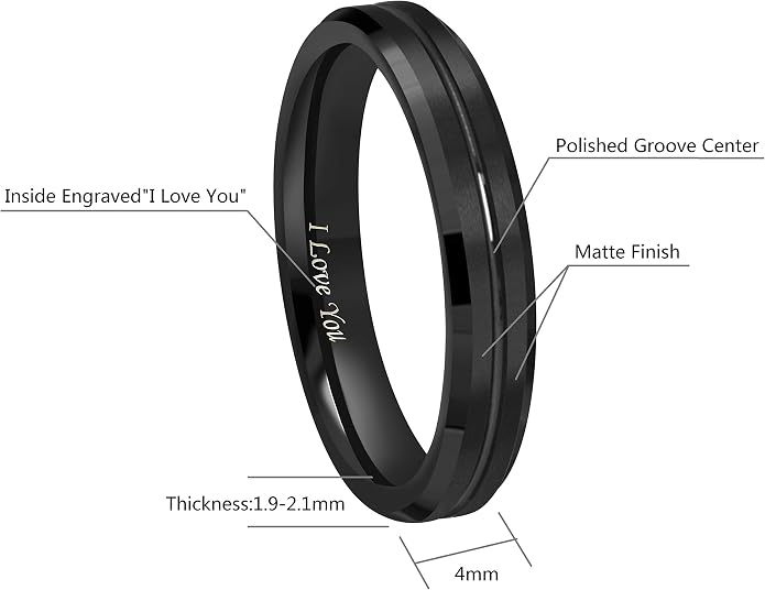 CROWNAL 10mm 8mm 6mm Tungsten Wedding Band Ring Engraved I Love You Men Women Polished Groove Matte Finish Beveled Edges Size 5 To 17