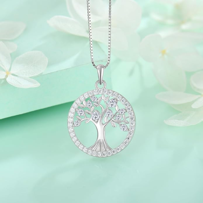 STARCHENIE Tree of Life Necklace 925 Sterling Silver Pendant for Women Family Tree Necklaces Birthstone Jewelry for Her Wife Mom Grandma