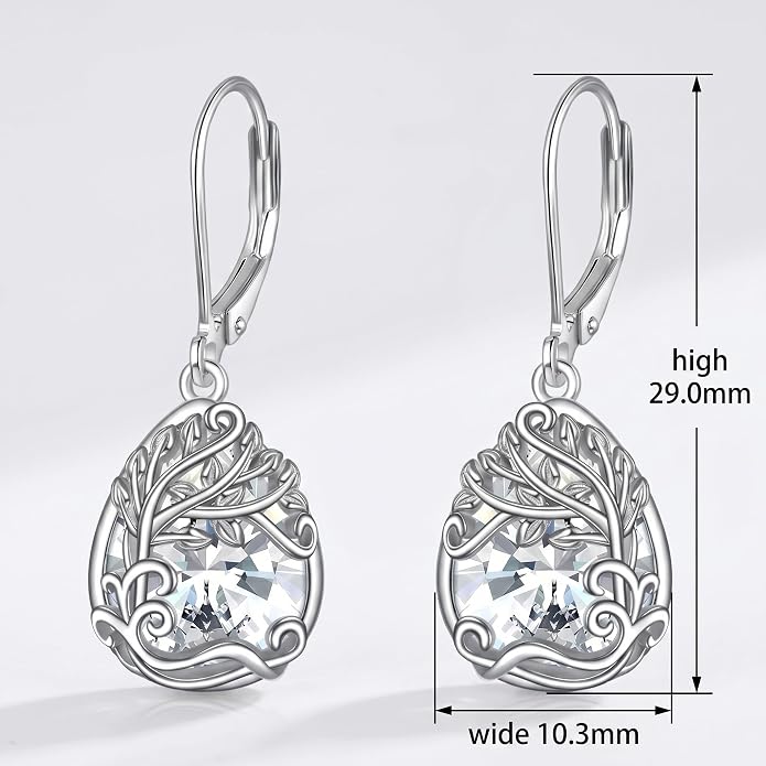 Teardrop Tree of Life/Filigree Earrings for Women Dangle Leverback Earrings Jewelry Gift Anniversary For Her