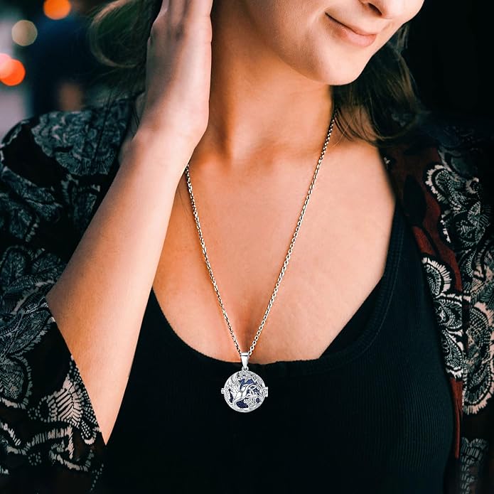 INFUSEU Aromatherapy Gifts Essential Oils Diffuser Jewelry for Women, Cute Animals Pendant Necklaces, 7 Lava Rocks Stones, 24" Chain
