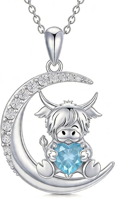 PROESS Animal Birthstone Necklace 925 Sterling Silver Otter/Axolotl/Hippo/Elephant/Dachshund/Monkey/Red Panda Pendant Necklace Animal Birthstone Jewelry Gifts for Women