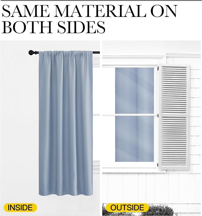 NICETOWN Blackout Curtains for Bedroom, Blackout Curtain Panels, Vintage Blue, 1 Pair, 70 by 63-inch, Window Treatment Energy Saving Thermal Insulated Solid Rod Pocket Blackout Drapes/Draperies