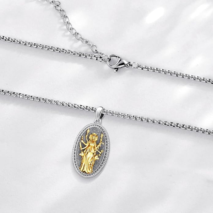 Pentagram/Celtic Knot/Witches Knot/Santa Muerte/Triple Moon Goddess/Baphomet/Hecate Necklace Sterling Silver Magic Wiccan Amulet Pagan Jewelry for Women Men