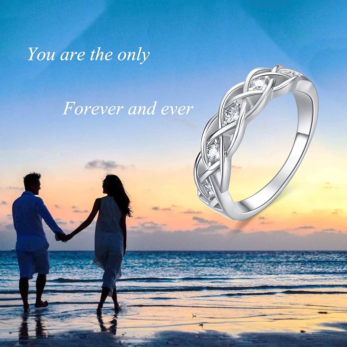 Celtic Ring Sterling Silver Simple Criss Cross Knot Ring Wedding Band Celtics Jewelry Christmas Gifts for Women Her Girlfriend Wife
