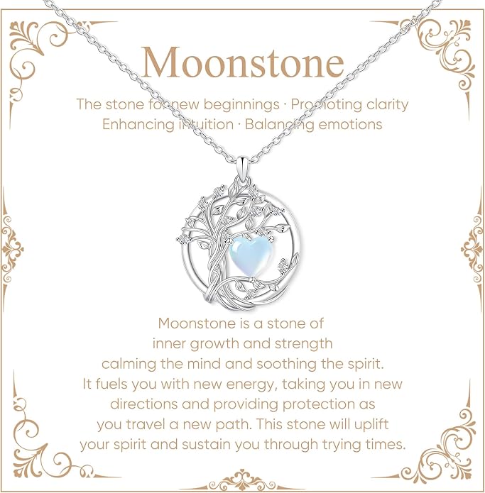 925 Sterling Silver Moonstone Necklace New Beginnings, Graduation Gifts, Created Moonstone Jewelry June Birthstone Necklace for Women, Inspirational Birthday Graduation Gifts for Friend Sister Daughter Mom