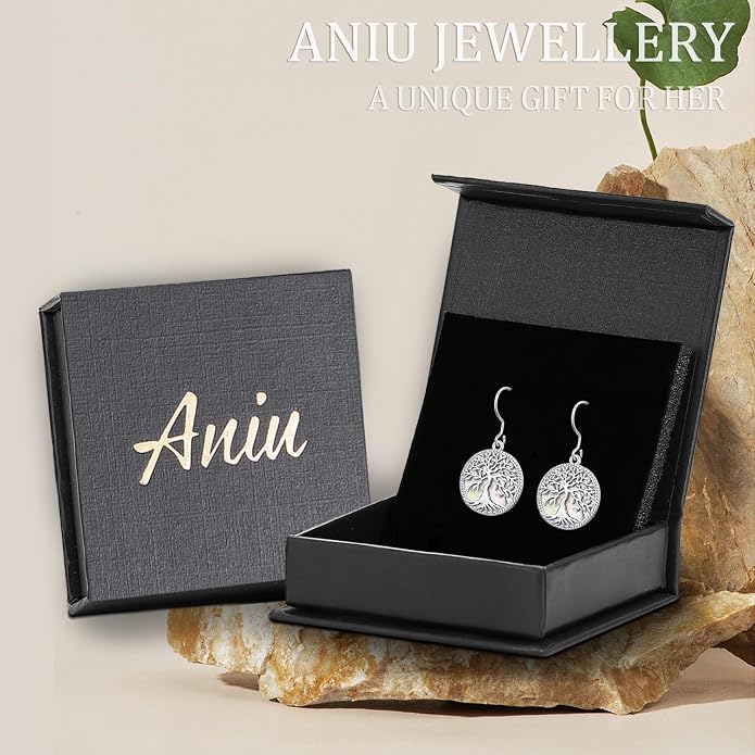 Aniu Tree of Life Earrings for Women Turquoise Malachite Teardrop Dangle Earrings for Women Sterling Silver Anniversary Birthday Drop Dangle Earrings Jewelry Gifts