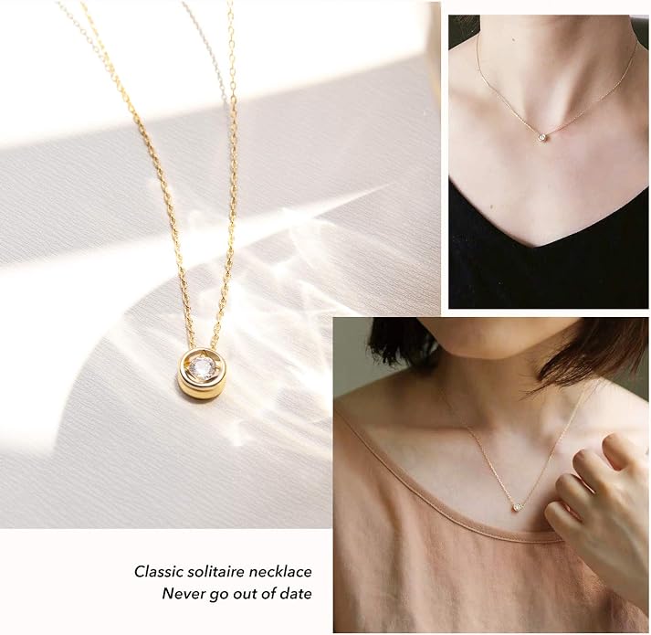 S.Leaf 18K Gold Plated Cubic Zirconia Choker Necklace for Women 925 Sterling Silver Layered Coin Moon Star Heart Circle Crystal Lariat Pendant Necklaces Gifts for Women Trendy