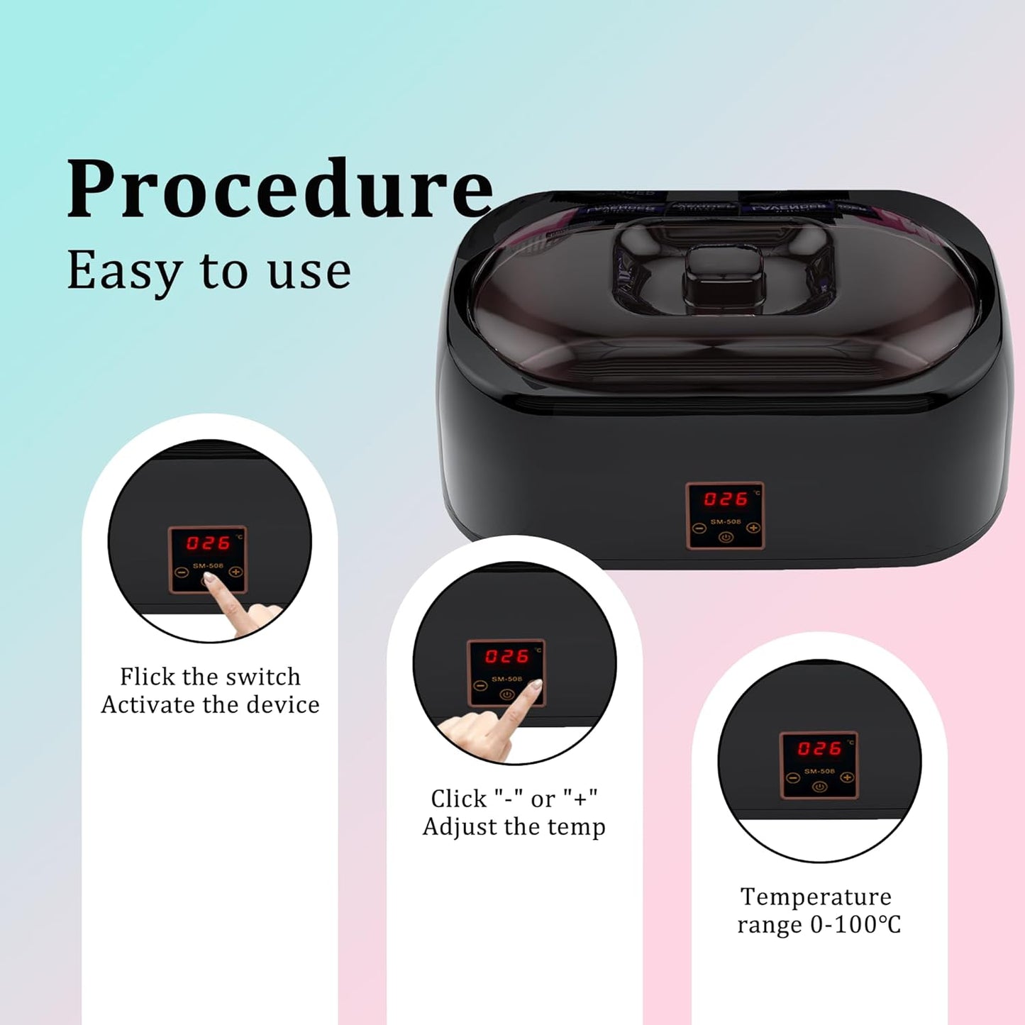 Paraffin Wax warmer for Hand and Feet, Includes 4000ml Wax warmer Machine and 6 packs of Lavender scented Paraffin Wax, Enjoy take care of your hands and feet (black)