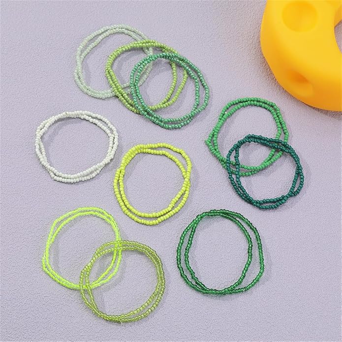 Boho Stackable Seed Beaded Bracelets for Women 18-20Pcs Colorful Handmade Multilayered Rice Bead Bracelet Set Summer Beach Bohemian Jewelry Gift