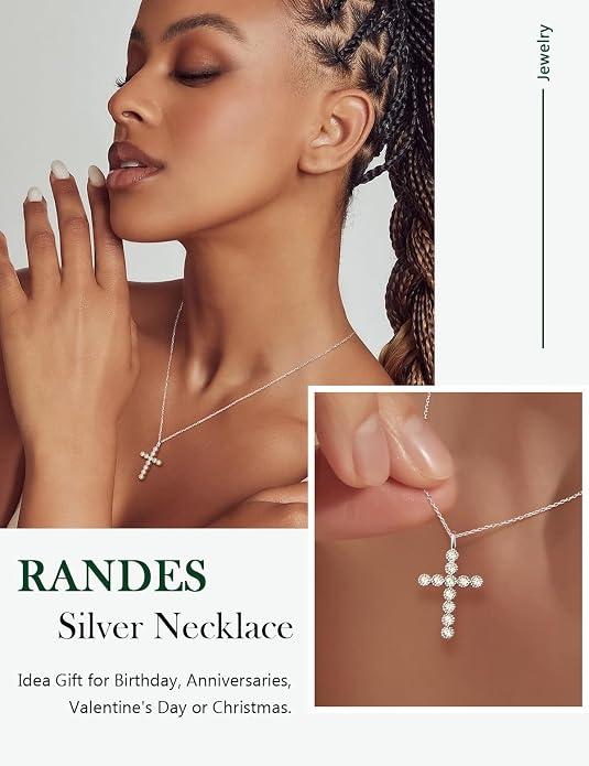 Sterling Silver Cross Necklace for Women Birthstone Religious Jewelry