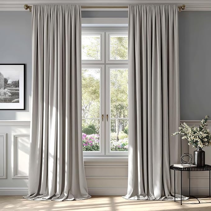 MIULEE Silver Grey Blackout Velvet Curtains Drapes 96 Inch Long 52"x96" | Luxurious Bedroom Living Room Decor, Room Darkening, Thermal Insulated, Rod Pocket Design, Super Soft Fabric
