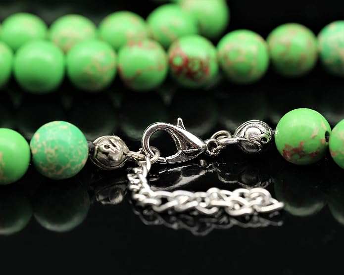 Natural Gemstone Beaded Choker Necklace | 8mm Handmade Adjustable Jewelry for Men & Women | Chakra Balancing Crystal Necklace | Spiritual Gift | Macrame Cord with Extender
