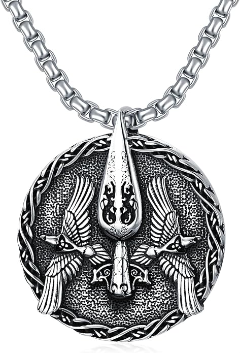 PELOVNY Odin Necklace 925 Sterling Silver Viking Pendant Norse God Jewelry for Anniversary Birthday Christmas Gifts Men Women