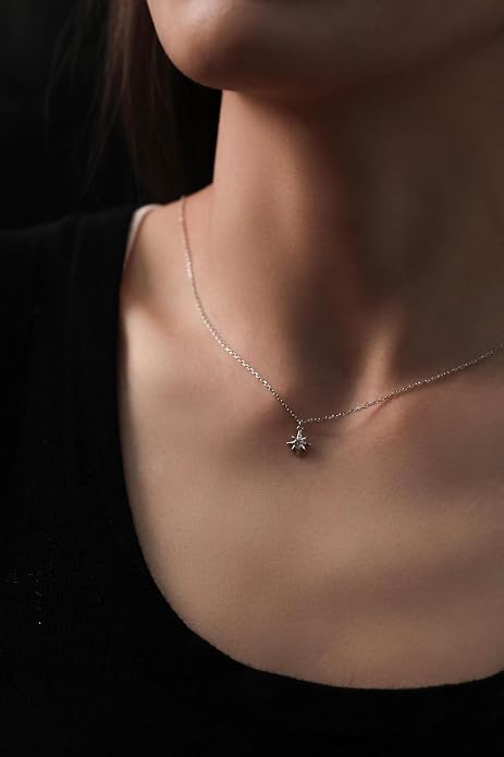 S.Leaf Gold Dainty Pendant Necklaces for Women Sterling Silver Gold Plated Layered Horizontal Vertical Bar Star Starburst Moon Cubic Zirconia Lariat Necklace for Women Trendy Gifts