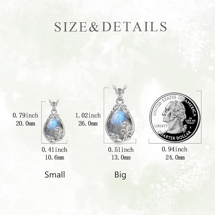 POPLYKE Sterling Silver Gemstone Teardrop Pendant Necklace Crystal Jewelry for Women