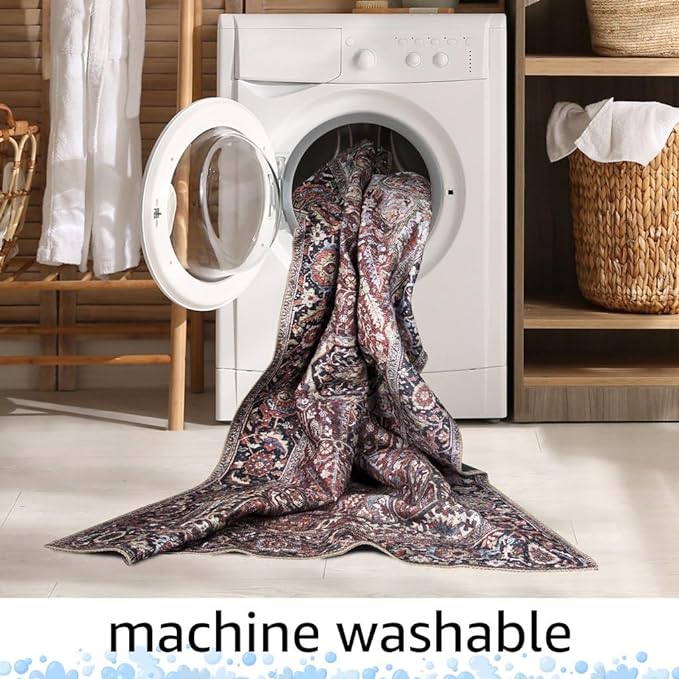 Keen Home Design 48"x72" Rug - Machine Washable Area Rug with Non-Slip Backing, Ideal for Living Room, Dining Room, Bedroom - Vintage, Easy Clean, Durable, Low Pile - (4' x 6')