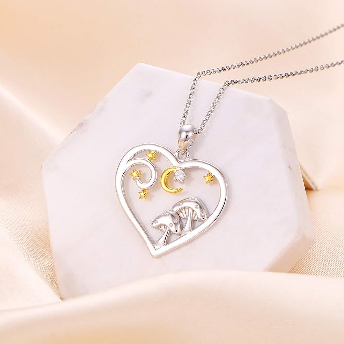 DAOCHONG S925 Sterling Silver Crescent Phases Moon Pendant Necklace for Women Jewelry