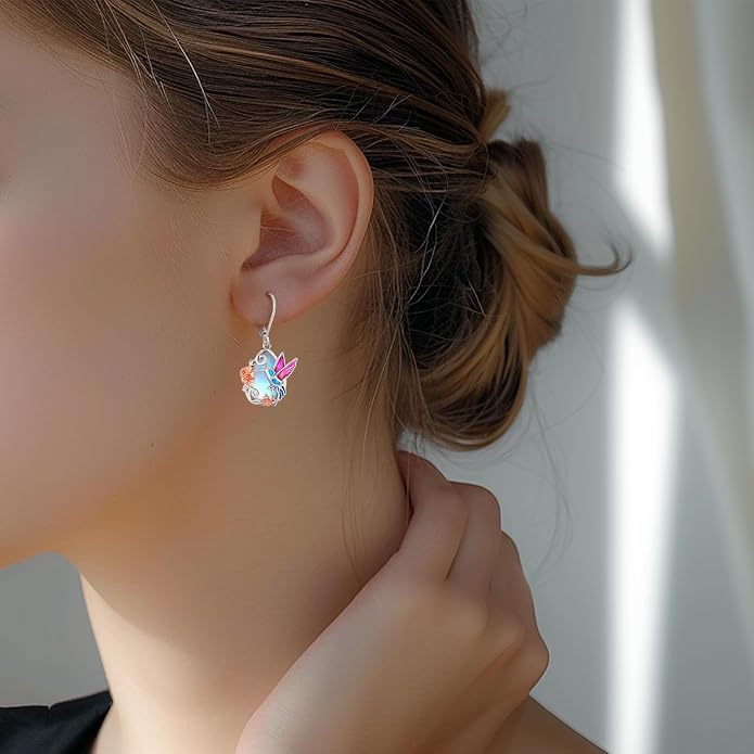 Tree of Life/Cat/Turtle/Butterfly/Flower/Celtic/Turquoise/Moonstone Dangle Earrings for Women Sterling Silver Cute Animals Drop Earrings Jewelry Gifts