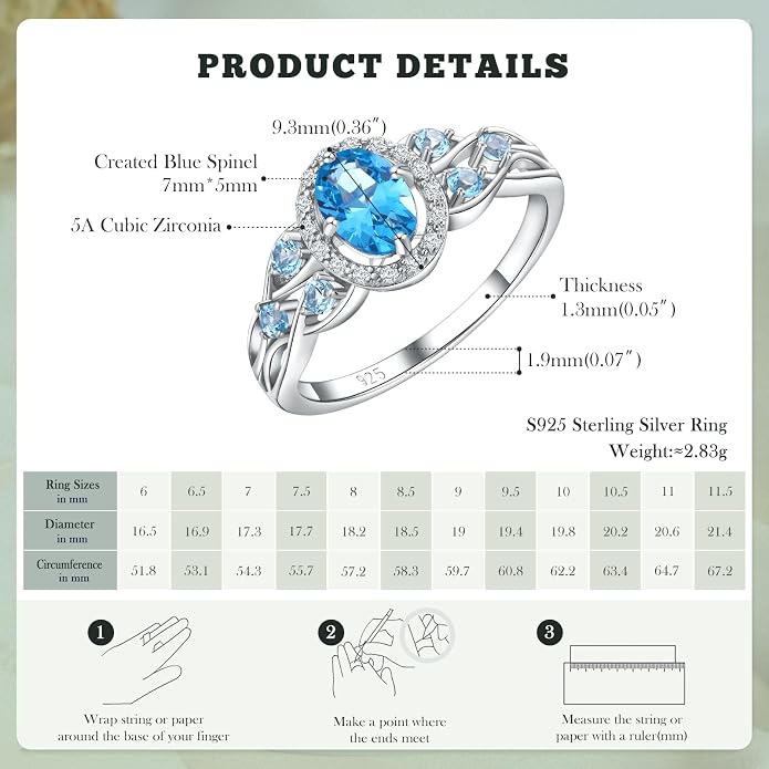 925 Sterling Silver Celtic Knot Engagement Ring for Women Moissanite/Cubic Zirconia Inlaid Oval Shaped Birthstone Rings Cocktail Wedding Birthday Jewelry(with Box)