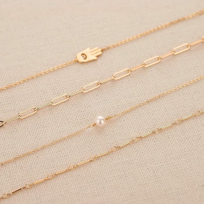 LOYATA Gold Bracelet Gold 14K Gold Filled Dainty Chain Simple Jewelry Gift for Women