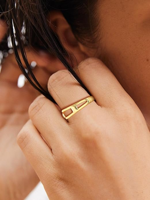SILVERCUTE 925 Sterling Silver Initial Rings for Women,Adjustable Capital Letter Ring Hypoallergenic,Minimalist 925 Silver Rings for Mother Daughter