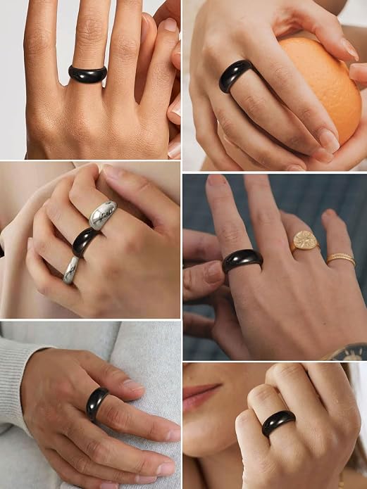 GOLDCHIC JEWELRY Chunky Dome Ring for Women, Stainless Steel Bold Stacking Croissant Statement Ring For Men (Size 7-12, Custom)