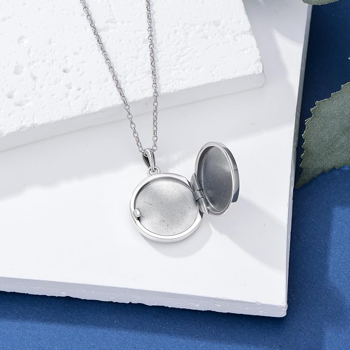 PELOVNY Locket Necklace That Holds Pictures 925 Sterling Silver Photo Locket Pendant Birthday Christmas Memorial Jewelry Gifts for Women Men