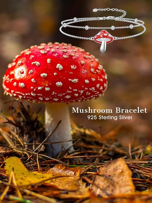 Dragonfly/Evil Eye/Hamsa Evil Eye/Lotus/Mushroom Anklet Bracelets for Women Sterling Silver Adjustable Double Layered Bracelet Anklet Mother's Day Jewelry Gifts Beach Jewelry