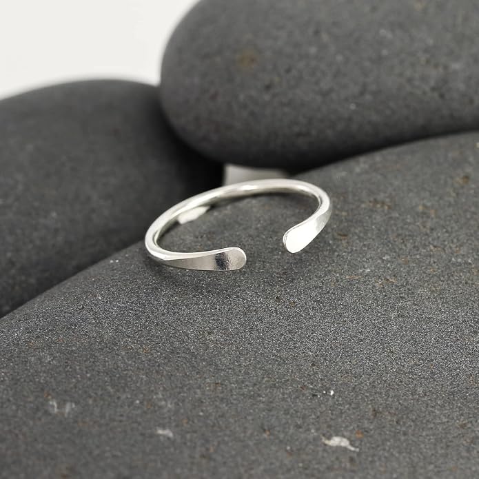 LOTUS STONE JEWELRY Smooth Hammered Gold Horseshoe Ring, Handmade Cuff Ring for Knuckle or Midi Wear
