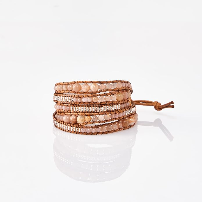 Bracelet for Women – Handmade Vegan Boho Natural Stone Layered Bracelet, Thailand Bohemian Stackable Beaded Wrap Bracelets, Summer Hippie Bracelet Stack, Fashion Jewelry Gifts