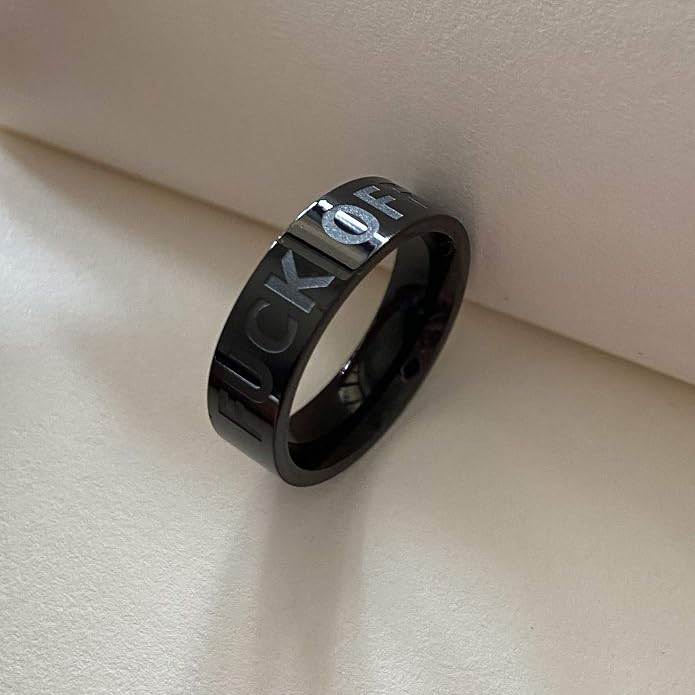 Men's Women's Stainless Steel Personalized Ring Engraved Fuck Off Simple Plain Band 6mm/8mm