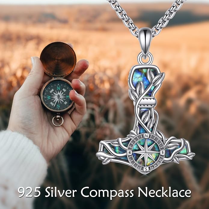 Compass Necklace Sterling Silver Compass Pendant Necklace for Women Inspirational Graduation Jewelry for Women Her Men