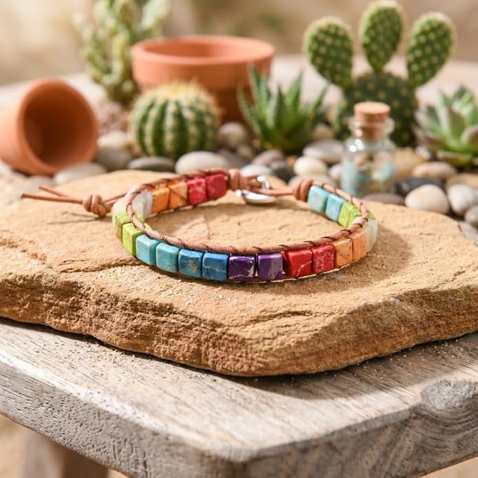 YGLINE Boho Handmade Wrap Leather Tube Crystal Stone Bracelet for Women